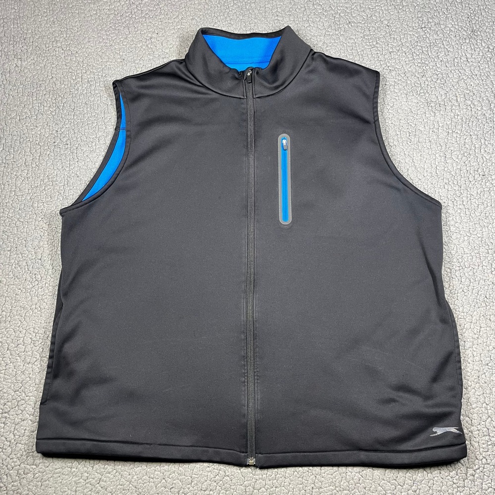 Slazenger Golf Vest Black Blue Fleece Lined Mens Full Zip Size 2XL